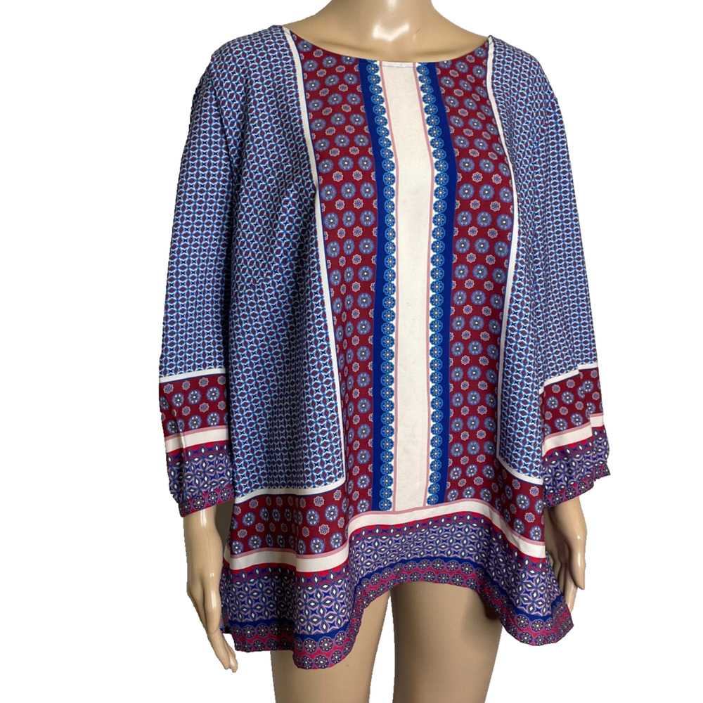 Women's 2x Talbots Blue Patterned 100% Polyester … - image 2